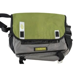 Timbuk2 Classic Messenger Bag Green Grey Padded Laptop Sleeve Commuter